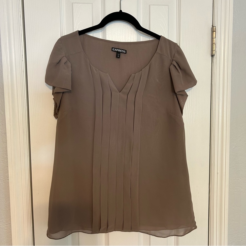 Express Women's Tan Pleated Top